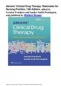 Test Bank for Abrams&rsquo; Clinical Drug Therapy&colon; Rationales for Nursing Practice&comma; 13th Edition by Geralyn Frandsen & Sandra Smith Pennington &vert; Complete Questions & Answers &vert; 2027&NewLine;