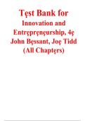 Test Bank for Innovation and Entrepreneurship&comma; 4th Edition by John R&period; Bessant & Joe Tidd &vert; All Chapters 1&ndash;18 Complete &vert; Questions & Answers &vert; 2027&NewLine;