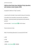 California Real Estate Exam Multiple Choice Questions  with Solutions &lpar;Latest Update
