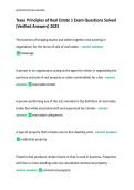 Texas Principles of Real Estate 1 Exam Questions Solved  &lpar;Verified Answers&rpar;