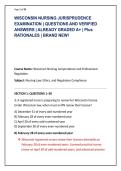 WISCONSIN NURSING JURISPRUDENCE &NewLine;EXAMINATION &vert; QUESTIONS AND VERIFIED &NewLine;ANSWERS &vert; ALREADY GRADED A&plus; &vert; Plus&NewLine;RATIONALES &vert; BRAND NEW&excl;