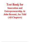 Test Bank for Innovation and Entrepreneurship&comma; 4th Edition by John R&period; Bessant & Joe Tidd &vert; All Chapters 1&ndash;18 Complete &vert; Questions & Answers &vert; 2027&NewLine;