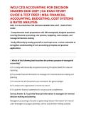 WGU C213 ACCOUNTING FOR DECISION MAKERS 2026&ndash;2027 &vert; OA EXAM STUDY GUIDE & TEST PREP &vert; MBA FINANCIAL ACCOUNTING&comma; BUDGETING&comma; COST SYSTEMS & RATIO ANALYSIS