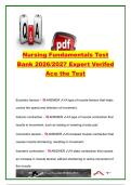 Nursing Fundamentals Test Bank 2026&sol;2027 &ndash; 100&plus; Questions & Answers &vert; Mobility&comma; Body Mechanics&comma; ROM&comma; Exercise&comma; Patient Transfers & Safety
