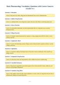 Basic Pharmacology Vocabulary Questions with Correct Answers&NewLine;&lpar;Grade A&plus;&rpar;