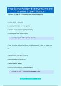 Food Safety ManagerFood Safety Manager Exam Questions and &NewLine;Answers &vert; Latest Update 