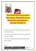 Gastrointestinal Physiology Test Bank 2026&sol;2027 &ndash; 200&plus; Exam Questions & Answers &vert; GI Hormones&comma; Motility&comma; Digestion&comma; Absorption&comma; Gastric Secretion&comma; Liver & Pancreas