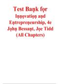 Test Bank for Innovation and Entrepreneurship&comma; 4th Edition by John R&period; Bessant & Joe Tidd &vert; All Chapters 1&ndash;18 Complete &vert; Questions & Answers &vert; 2027&NewLine;