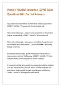 Praxis II Physical Education &lpar;5091&rpar; Exam Questions With Correct Answers