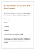 SLP Praxis Practice Test Questions With Correct Answers
