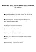 ANATOMY AND PHYSIOLOGY 2 100 PERCENT CORRECT QUESTIONS&NewLine;AND ANSWERS