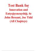 Test Bank for Innovation and Entrepreneurship&comma; 4th Edition by John R&period; Bessant & Joe Tidd &vert; All Chapters 1&ndash;18 Complete &vert; Questions & Answers &vert; 2027