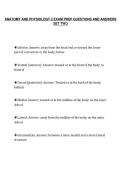 ANATOMY AND PHYSIOLOGY 2 EXAM PREP QUESTIONS AND ANSWERS&NewLine;SET TWO
