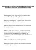 ANATOMY AND PHYSIOLOGY 7TH EDITION MARIEB CHAPTER 1 26 4&NewLine;FINAL PAPER QUESTIONS AND COMPLETE SOLUTIONS