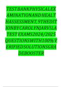TEST BANK FOR Physical Examination and Health Assessment&NewLine;by Carolyn Jarvis &comma; Ann L&period; Eckhardt ISBN&colon;978-0323809849 NEW COMPLETE GUIDE WITH RATIONALES 100&percnt; VERIFIED A&plus; GRADE ASSURED&excl;&excl;&excl;&excl;NEW LATEST UPDATE&excl;&excl;&excl;&excl;&excl;&excl;&NewLine;
