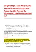 Disciplined Agile Scrum Master &lpar;DASM&rpar; &NewLine;Exam Practice Questions And Correct &NewLine;Answers &lpar;Verified Answers&rpar; Plus &NewLine;Rationale 2027 Q&A&vert; Instant Download &NewLine;Pdf&period; 