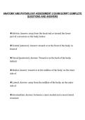 ANATOMY AND PHYSIOLOGY ASSESSMENT 2 EXAM SCRIPT COMPLETE&NewLine;QUESTIONS AND ANSWERS
