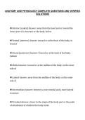 ANATOMY AND PHYSIOLOGY COMPLETE QUESTIONS AND VERIFIED&NewLine;SOLUTIONS