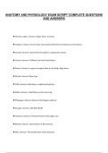 ANATOMY AND PHYSIOLOGY EXAM SCRIPT COMPLETE QUESTIONS&NewLine;AND ANSWERS