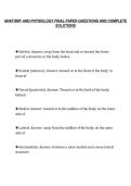 ANATOMY AND PHYSIOLOGY FINAL PAPER QUESTIONS AND COMPLETE&NewLine;SOLUTIONS