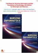 Test Bank for Nursing Informatics and the Foundation of Knowledge&comma; 6th Edition&comma; McGonigle and Mastrian&period;&vert;&vert;All chapters covered&comma; Graded A&plus;&period;
