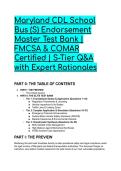2026&sol;2027 Maryland CDL School Bus &lpar;S&rpar; Endorsement Master Test Bank &vert; FMCSA & COMAR Certified &vert; S-Tier Q&A with Expert Rationales