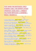 Test Bank Maternal Child Nursing Care 6th Ed Perry &vert; Chapters 1-49 Q&A with Rationales