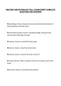 ANATOMY AND PHYSIOLOGY FULL 2 EXAM SCRIPT COMPLETE&NewLine;QUESTIONS AND ANSWERS