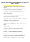 ANATOMY AND PHYSIOLOGY GUARANTEE ACTUAL TEST PAPER WITH&NewLine;COMPLETE ANSWERS
