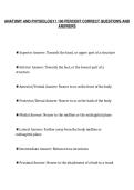 ANATOMY AND PHYSIOLOGY I 100 PERCENT CORRECT QUESTIONS AND&NewLine;ANSWERS