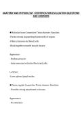 ANATOMY AND PHYSIOLOGY I CERTIFICATION EVALUATION QUESTIONS&NewLine;AND ANSWERS