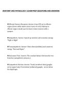 ANATOMY AND PHYSIOLOGY I EXAM PREP QUESTIONS AND ANSWERS