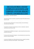 TICO EXAM MOST TESTED&NewLine;COMPLETE QUESTIONS AND&NewLine;VERIFIED ANSWERS 2026&sol;2027&NewLine;UPDATE&vert; ASSURED SUCCESS