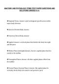 ANATOMY AND PHYSIOLOGY ITEMS TEST PAPER QUESTIONS AND&NewLine;SOLUTIONS GRADED A A&plus;