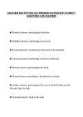 ANATOMY AND PHYSIOLOGY PREMIUM 100 PERCENT CORRECT&NewLine;QUESTIONS AND ANSWERS