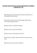 ANATOMY AND PHYSIOLOGY SOLVED QUESTIONS WITH CORRECT&NewLine;ANSWERS SET TWO