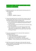 NURSING FINAL EXAM QUESTIONS WITH CORRECT ANSWERS