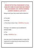 OREGON TATTOO FINAL EXAM 2026&sol;2027 ACTUAL &NewLine;EXAM WITH COMPLETE QUESTIONS AND CORRECT &NewLine;DETAILED ANSWERS &lpar;100&percnt; VERIFIED ANSWERS&rpar; &NewLine;&vert;ALREADY GRADED A&plus;&vert; &vert;JUST OUT&excl;&excl;&excl;