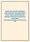 NORTH SEATTLE EMT ENTRANCE EXAM PRACTICE TEST QUESTIONS &vert; STUDY GUIDE &vert; QUESTIONS AND ANSWERS &vert; PRACTICE QUESTIONS &vert; EXAM PREP