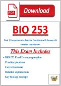 BIO 253 Final Exam &vert; Practice Questions&comma; Answers & Detailed Explanations &vert; Comprehensive Exam Prep