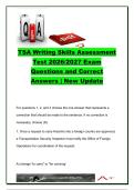 TSA Writing Skills Assessment Test 2026&sol;2027 &vert; 6 Exam Questions & Correct Answers &vert; Grammar&comma; Spelling&comma; Sentence Correction & Paragraph Organization