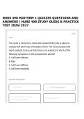 NURS 498 MIDTERM 1 QUIZZES QUESTIONS AND ANSWERS &vert; NURS 498 STUDY GUIDE & PRACTICE TEST 2026&sol;2027