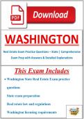WASHINGTON REAL ESTATE EXAM PRACTICE QUESTIONS &vert; COMPREHENSIVE STATE EXAM PREP WITH ANSWERS & DETAILED EXP