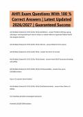 AHFI Exam Questions With 100 &percnt;&NewLine;Correct Answers &vert; Latest Updated&NewLine;2026&sol;2027 &vert; Guaranteed Success
