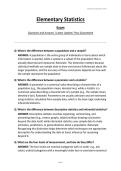 Elementary Statistics Exam Questions and Answers &vert; Latest Update&vert; Pass Guaranteed