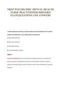 NR547 PSYCHIATRIC-MENTAL HEALTH&NewLine;NURSE PRACTITIONER MIDTERM&NewLine;EXAM QUESTIONS AND ANSWERS