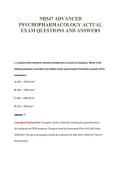 NR547 ADVANCED&NewLine;PSYCHOPHARMACOLOGY ACTUAL&NewLine;EXAM QUESTIONS AND ANSWERS