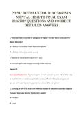 NR547 DIFFERENTIAL DIAGNOSIS IN&NewLine;MENTAL HEALTH FINAL EXAM&NewLine;2026&sol;2027 QUESTIONS AND CORRECT&NewLine;DETAILED ANSWERS