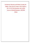 Test Bank for Maternity and Pediatric Nursing&comma; 5th &NewLine;Edition &ndash; Ricci&comma; Kyle & Carman &vert; All 51 Chapters &vert; &NewLine;250&plus; NCLEX-Style Questions with Verified &NewLine;Answers & Detailed Rationales &vert; 2025&sol;2026 &NewLine;Edition 