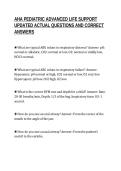 AHA PEDIATRIC ADVANCED LIFE SUPPORT&NewLine;UPDATED ACTUAL QUESTIONS AND CORRECT&NewLine;ANSWERS
